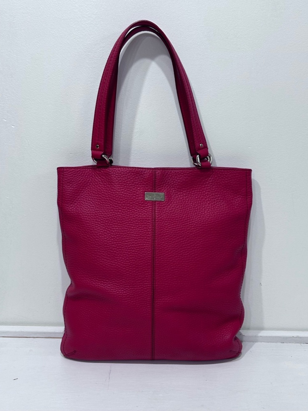 Cole Haan Red Pebbled Leather Tote Bag‎ Shoulder Purse Gold Hardware
